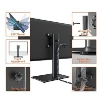 Universal Swivel Tv Stand/Base Table Top Tv Stand For 13 To 32 Inch Tvs With 100 Degree Swivel, 4 Level Height Adjustable, Heavy Duty Tempered Glass Base, Holds Up To 77Lbs, Ht07B-001
