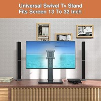 Universal Swivel Tv Stand/Base Table Top Tv Stand For 13 To 32 Inch Tvs With 100 Degree Swivel, 4 Level Height Adjustable, Heavy Duty Tempered Glass Base, Holds Up To 77Lbs, Ht07B-001