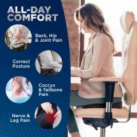 Expansion Wellness Seat Cushion For Office Chair - Memory Foam Tailbone Pillow Pad For Sitting, Computer, Desk, Chair, Car - Contoured Posture Corrector For Sciatica, Coccyx Back Pain Relief (Black)