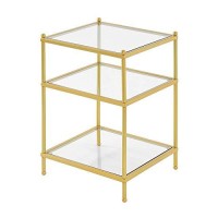 Convenience Concepts Royal Crest End Table, Clear Glass / Gold