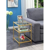 Convenience Concepts Royal Crest End Table, Clear Glass / Gold
