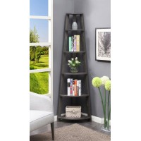 Convenience Concepts Newport 5 Tier Corner Bookcase, Weathered Gray