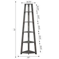 Convenience Concepts Newport 5 Tier Corner Bookcase, Weathered Gray