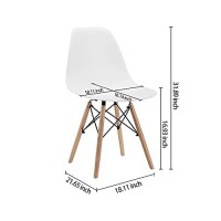 Canglong , Modern Mid-Century Side Chair With Natural Wood Legs For Kitchen, Living Dining Room, White