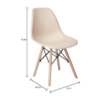 Canglong , Modern Mid-Century Side Chair With Natural Wood Legs For Kitchen, Living Dining Room, White