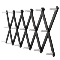 Dseap Accordian Wall Hanger: 16A High Wooden Wall Expandable Coat Rack, Hat Rack Holder, Accordion Hook For Baseball Caps, Coats, Mugs,17 Peg Hooks, Black & White