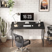 Cubicubi Computer Desk 40 Study Writing Table For Home Office, Modern Simple Style Pc Desk, Black Metal Frame, Black