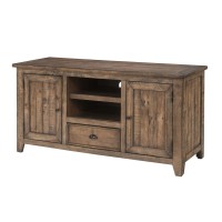 Benjara Coastal Style Wooden Tv Stand With Two Cabinets And One Drawer, Brown