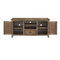Benjara Coastal Style Wooden Tv Stand With Two Cabinets And One Drawer, Brown