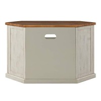 Benjara Rustic Wooden Corner Tv Stand With Two Door Cabinet, White And Brown