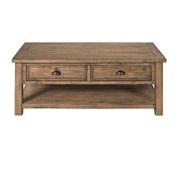 Benjara Coastal Style Rectangular Wooden Coffee Table With Two Drawers, Brown