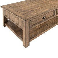 Benjara Coastal Style Rectangular Wooden Coffee Table With Two Drawers, Brown