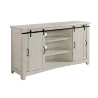 Benjara Wooden Tv Stand With Two Open Shelves, White And Black