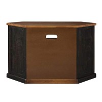 Benjara Rustic Style Wooden Corner Tv Stand With Two Door Cabinet, Black And Brown