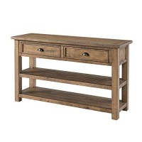 Benjara Coastal Style Rectangular Wooden Console Table With Two Drawers, Brown