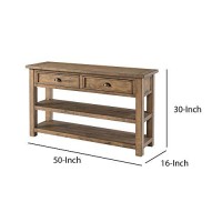 Benjara Coastal Style Rectangular Wooden Console Table With Two Drawers, Brown