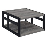 Convenience Concepts Monterey Square Coffee Table With Shelf, Weathered Gray/Black