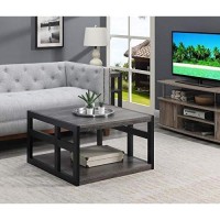 Convenience Concepts Monterey Square Coffee Table With Shelf, Weathered Gray/Black