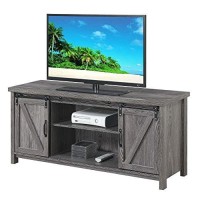 Convenience Concepts Blake Barn Door Tv Stand, Weathered Gray