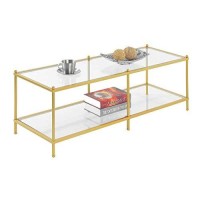 Convenience Concepts Royal Crest Coffee Table, Clear Glass / Gold