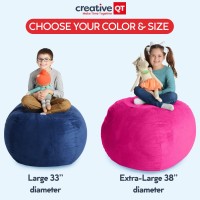 Creative Qt Stuff N Sit Extra Large 38 Bean Bag Storage Cover For Stuffed Animals & Toys - Blue & White Stripe - Toddler & Kids Rooms Organizer - Giant Beanbag Great Plush Toy Hammock Alternative