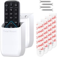 Totalmount Hole-Free Remote Holders - Eliminate Need To Drill Holes In Your Wall (White Remote Control Holders, Quantity 2)