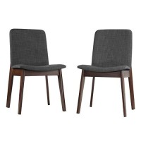Cortesi Home Bjorn Dining Chair In Charcoal Fabric, (Set Of 2), Grey