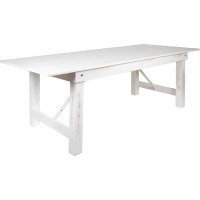Hercules Series 8' X 40 Rectangular Antique Rustic White Solid Pine Folding Farm Table