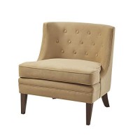 Martha Stewart Halleck Accent Chairs-Solid Wood, Button Tufted Wingback, Deep Seating Living Room Furniture Modern Contemporary Style Sofa Decor-Bedroom Lounge, 29.25 X 28.25 X 30.75, Gold