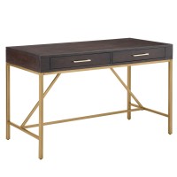 Martha Stewart Sharkey Home Office Computer Desk With Drawers For Small Spaces Modern Wooden Top Writing Table With Sturdy Metal Base, Living Room Furniture, Easy Assembly, 48 Wide, Moroccogold