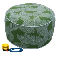 Kozyard Inflatable Stool Ottoman Used For Indoor Or Outdoor, Kids Or Adults, Camping Or Home (Green Leaf)
