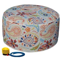 Kozyard Inflatable Stool Ottoman Used For Indoor Or Outdoor, Kids Or Adults, Camping Or Home (Abstract Warm)