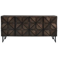 Signature Design By Ashley Chasinfield Urban Geometric Design Tv Stand Fits Tvs Up To 70, 4 Cabinet Doors And 3 Adjustable Storage Shelves, Dark Brown