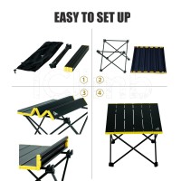 Iclimb Ultralight Compact Camping Alu. Folding Table With Carry Bag, Two Size (Black - S)
