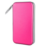 Siveit Cd Case Holder, 80 Capacity Cd/Dvd Case Holders Wallet Hard Plastic Cd Dvd Disc Cases Storage Binder For Car Home Office Travel (Hot Pink)