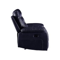 Acme Aashi Leather-Gel Horizontal Tufted Motion Reclining Sofa In Navy