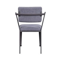 Benjara Metal Chair With Fabric Upholstered Seat And Back, Gray