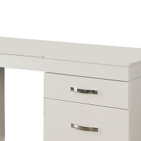 Benjara Contemporary 6 Drawer Vanity Desk With Lift Top Mirror, White