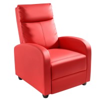 Homall Recliner Chair, Recliner Sofa Pu Leather For Adults, Recliners Home Theater Seating With Lumbar Support, Reclining Sofa Chair For Living Room (Red, Leather)