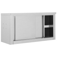 Vidaxl Kitchen Wall Cabinet With Sliding Doors 35.4X15.7X19.7 Stainless Steel