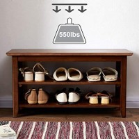 Xkzg Storage Bench Wooden Shoe Bench Rustic Solid Wood Entryway Bench (Brown,315)