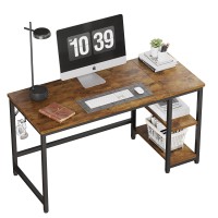 Joiscope Home Office Computer Desk,Small Study Writing Desk With Wooden Storage Shelf,2-Tier Industrial Morden Laptop Table With Splice Board,55 Inches(Vintage Oak)