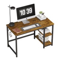 Joiscope Home Office Computer Desk,Small Study Writing Desk With Wooden Storage Shelf,2-Tier Industrial Morden Laptop Table With Splice Board,47 Inches(Vintage Oak)