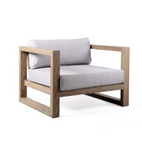 Armen Living Paradise Outdoor Eucalyptus Wood Lounge Chair, Teak
