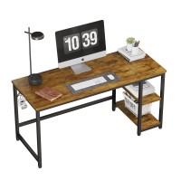 Joiscope Home Office Computer Desk,Small Study Writing Desk With Wooden Storage Shelf,2-Tier Industrial Morden Laptop Table With Splice Board,60 Inches(Vintage Oak)