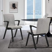 Armen Living Varde Mid-Century Modern Dining Accent Chair Finish Fabric-Set Of 2 20 Wide Blackgrey
