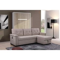 Lilola Home Reversible Sleeper Sectional Sofa With Storage Chaise And Pocket, Light Gray