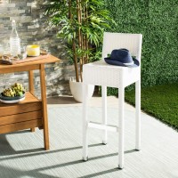 Indoor-Outdoor Stacking White 30-Inch Counter Stool Transitional Rattan