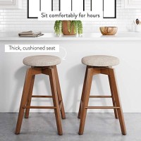 Nathan James Amalia Backless Kitchen Counter Height Bar Stool, Solid Wood With 360 Swivel Seat, Natural Wheat/Antique Coffee