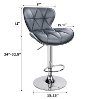Leopard Shell Back Adjustable Swivel Bar Stools, Pu Leather Padded With Back, 1 Chair ( Grey )